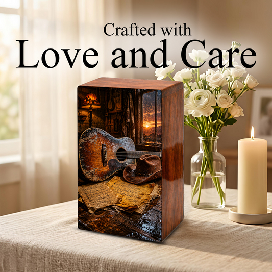 Cowboy Legacy Urn For Ashes Male - Western Cremation Wooden Urns For Dad