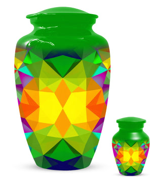 Geometric Rainbow Urn for Mom – Modern Abstract Cremation Urn for Ashes