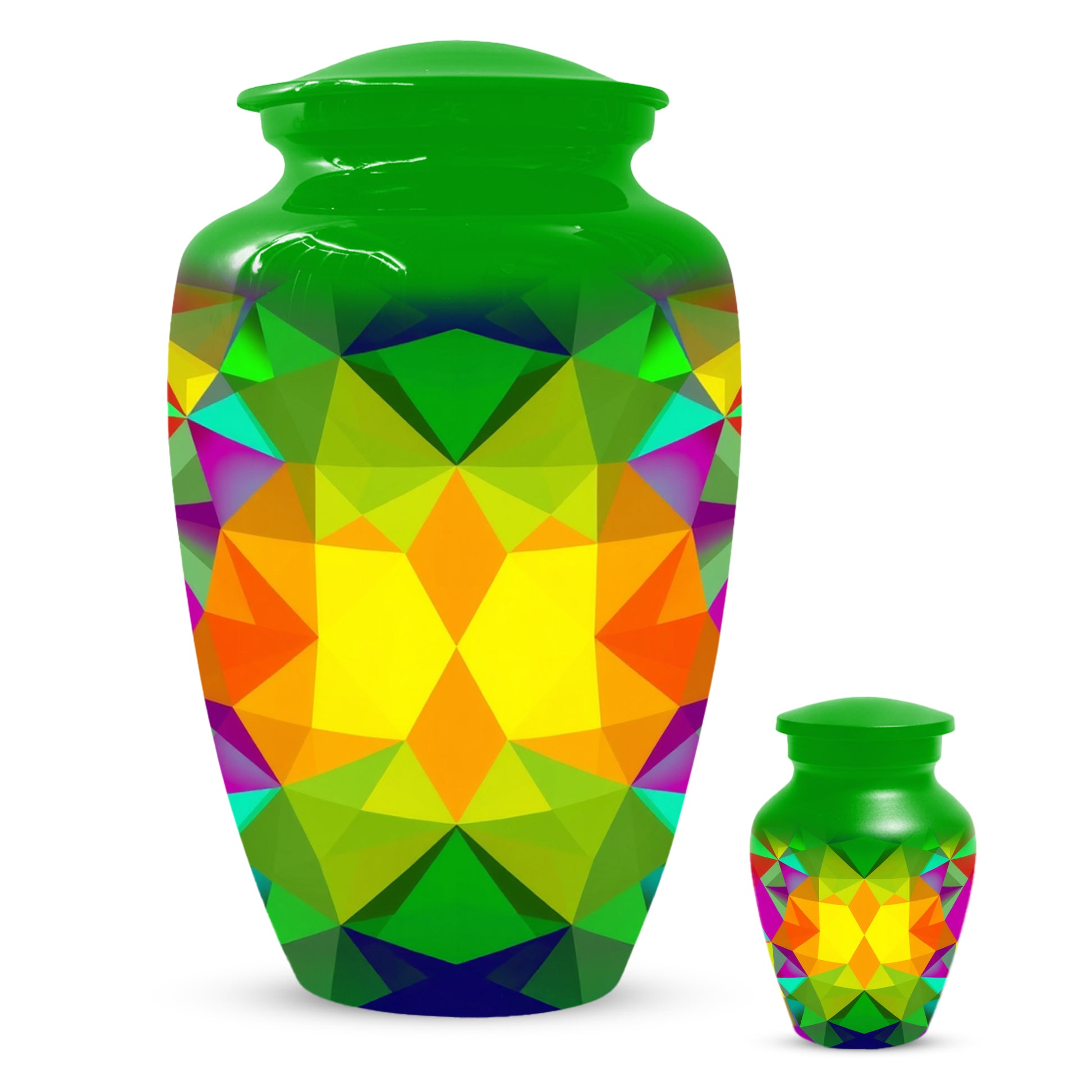 Geometric Rainbow Urn for Mom – Modern Abstract Cremation Urn for Ashes