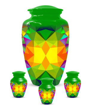 Geometric Rainbow Urn for Mom – Modern Abstract Cremation Urn for Ashes