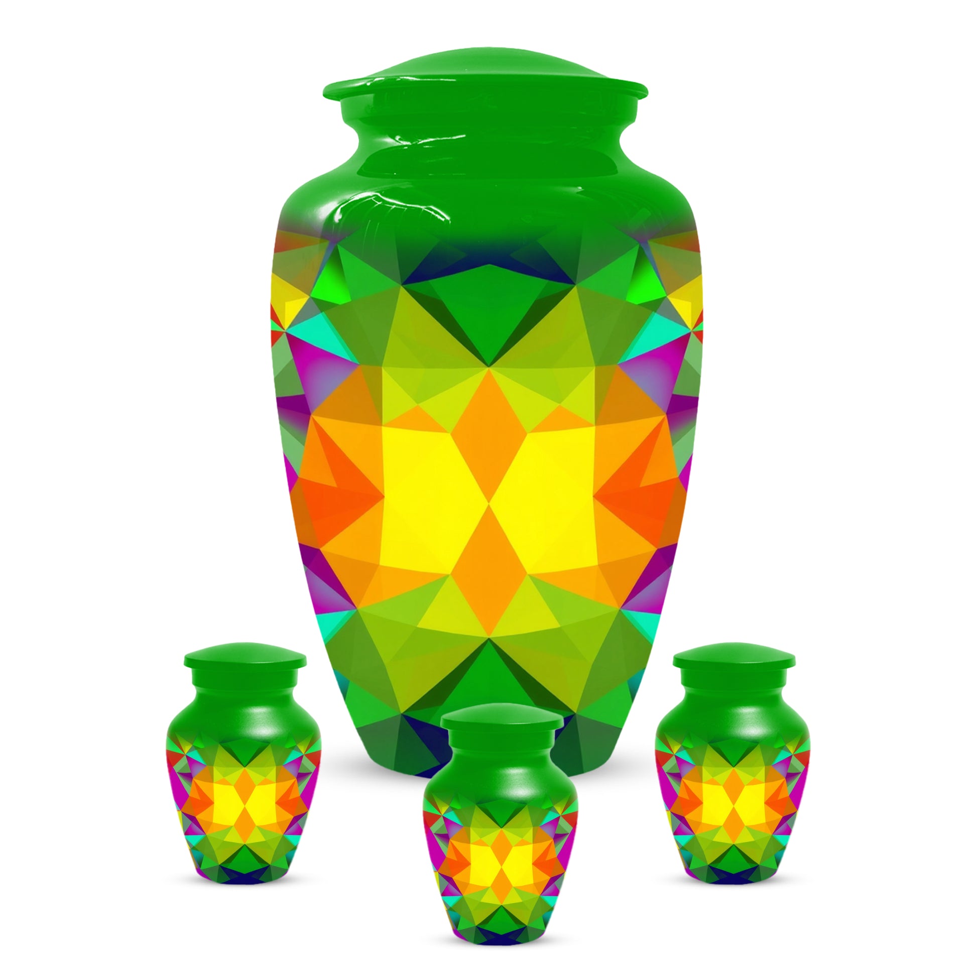 Geometric Rainbow Urn for Mom – Modern Abstract Cremation Urn for Ashes