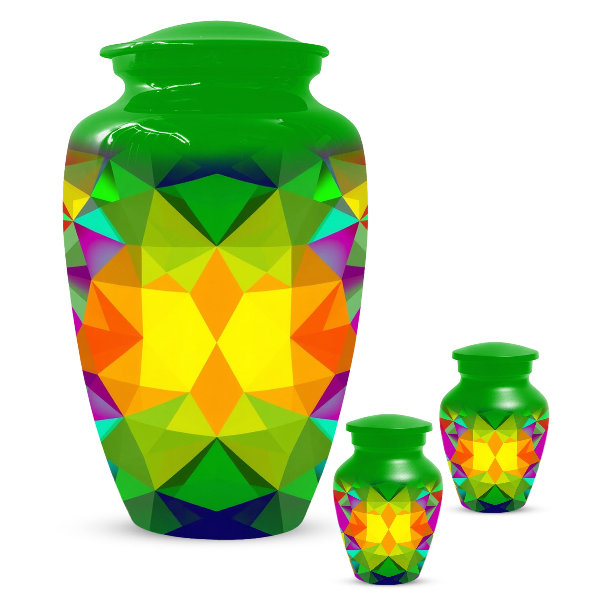 Geometric Rainbow Urn for Mom – Modern Abstract Cremation Urn for Ashes