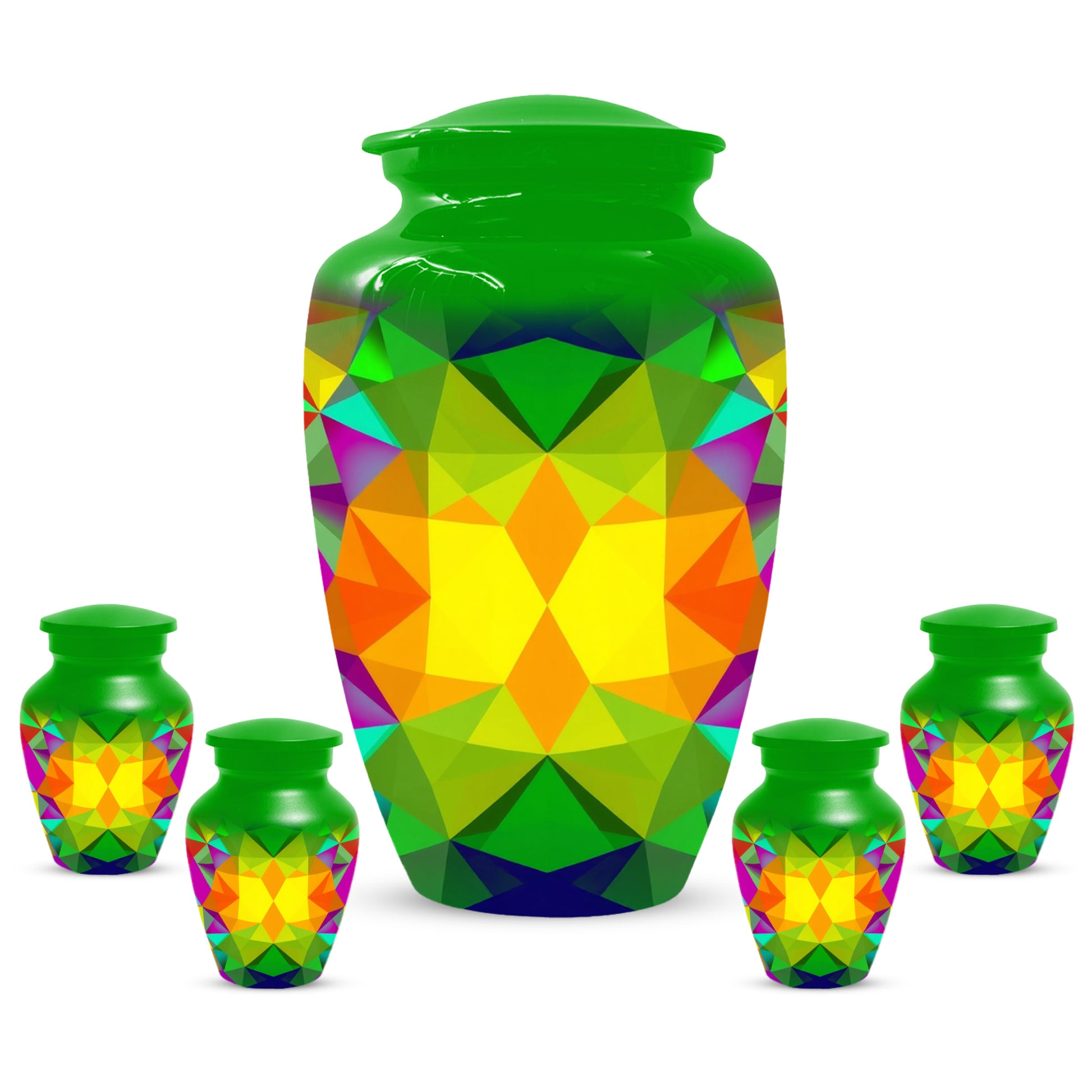 Geometric Rainbow Urn for Mom – Modern Abstract Cremation Urn for Ashes