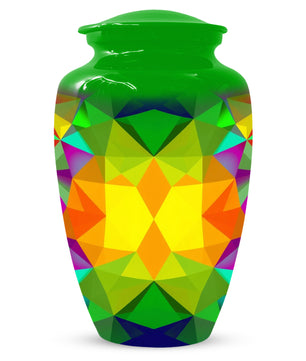 Geometric Rainbow Urn for Mom – Modern Abstract Cremation Urn for Ashes