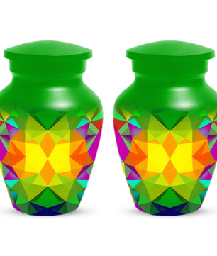 Geometric Rainbow Urn for Mom – Modern Abstract Cremation Urn for Ashes
