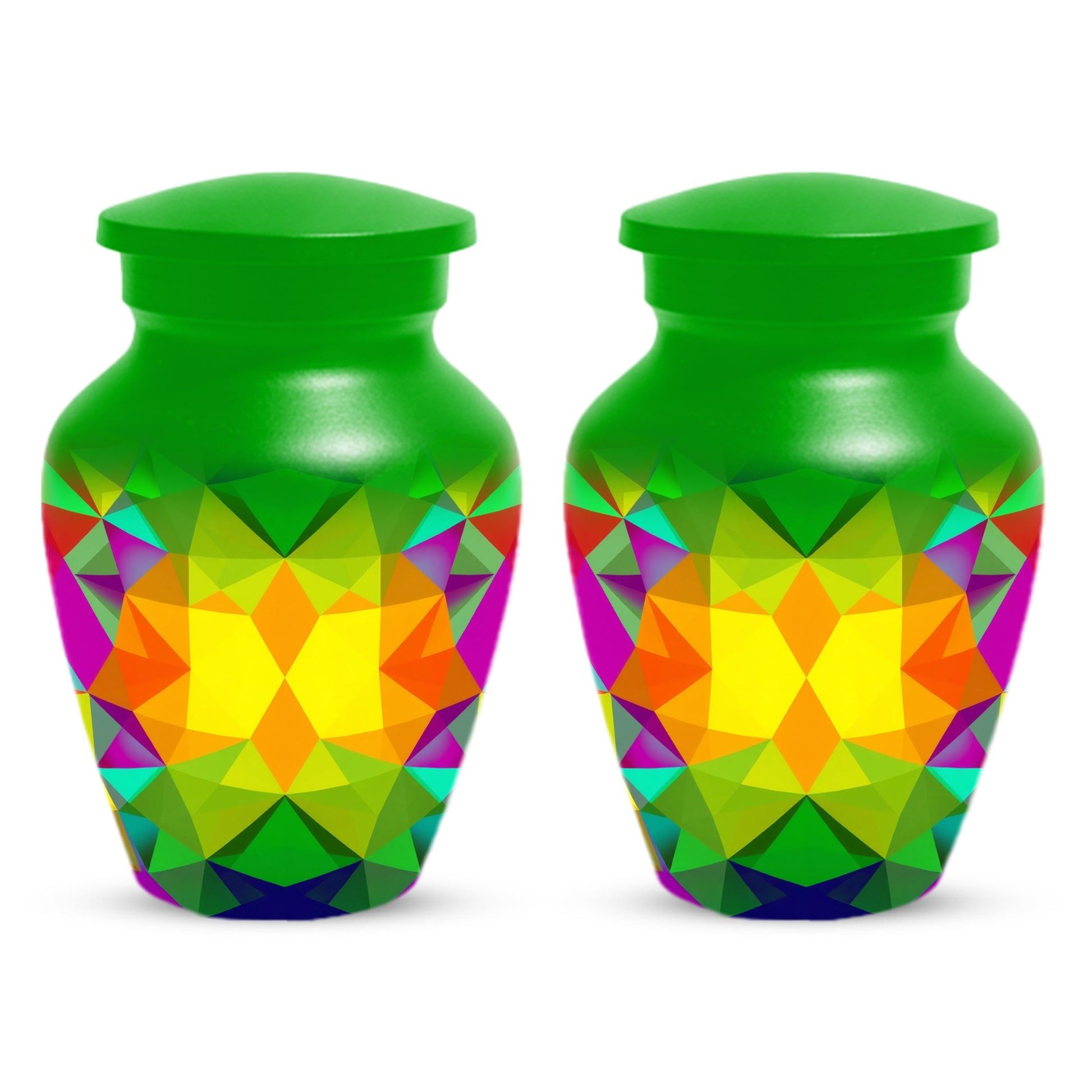 Geometric Rainbow Urn for Mom – Modern Abstract Cremation Urn for Ashes