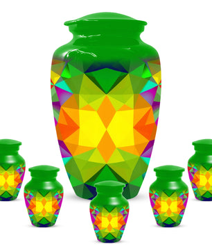 Geometric Rainbow Urn for Mom – Modern Abstract Cremation Urn for Ashes