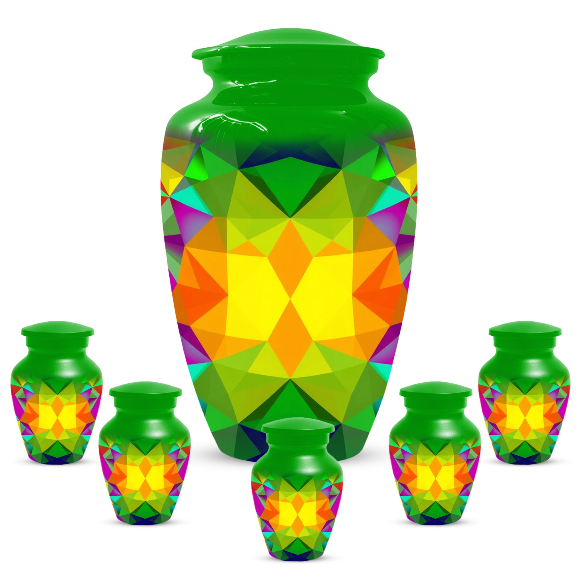 Geometric Rainbow Urn for Mom – Modern Abstract Cremation Urn for Ashes