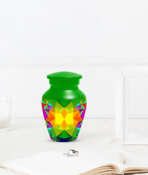 Geometric Rainbow Urn for Mom – Modern Abstract Cremation Urn for Ashes