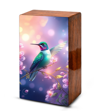 Green Hummingbird Cremation Urn for Ashes - Floral Humming Bird Urns for Female