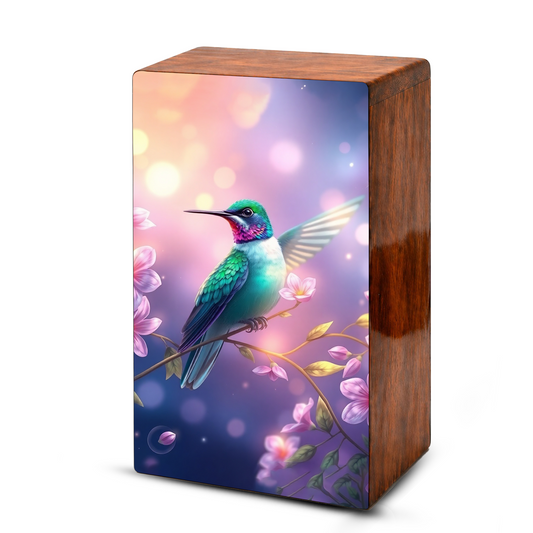 Green Hummingbird Cremation Urn for Ashes - Floral Humming Bird Urns for Female