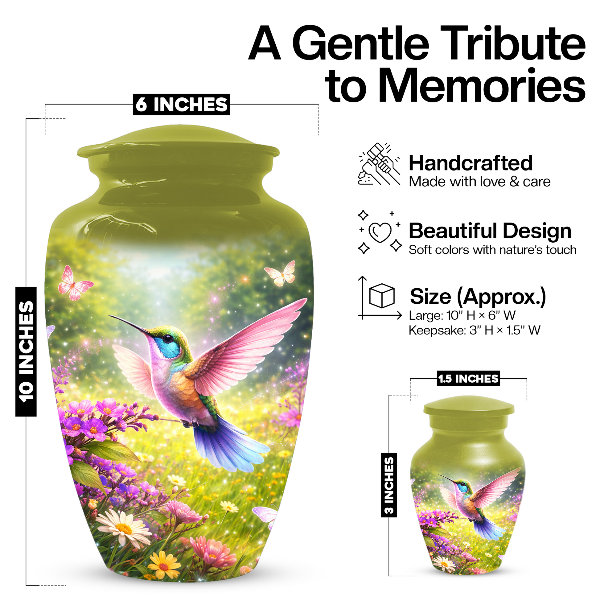 Hummingbird Urn for Ashes, Custom Cremation Urn for Mom