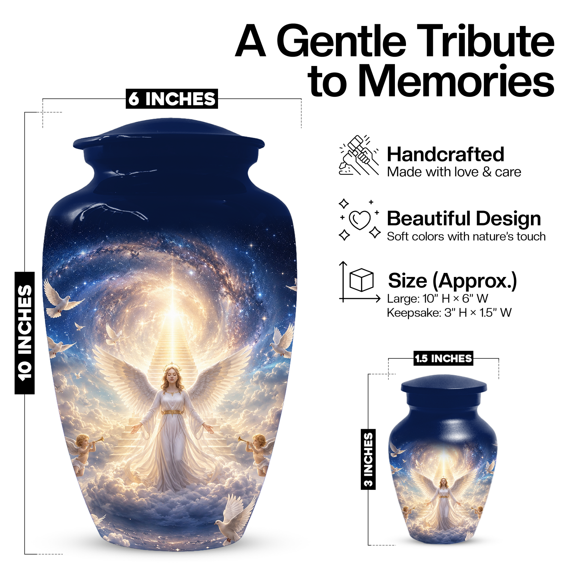 Angel  Cremation  Urn for Ashes - Heavenly Memorial  Keepsake for Women