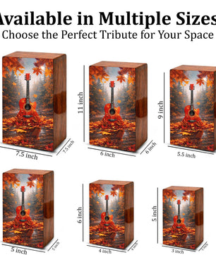 Fantasy Guitar Wooden Urn for Ashes - Music Memorial Cremation Urn Box