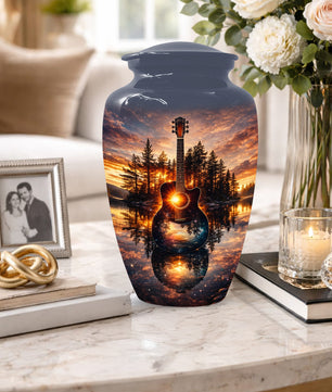 Guitar  Keepsake Urn for Dad -  Personalized Music Memorial Cremation Urns for Men