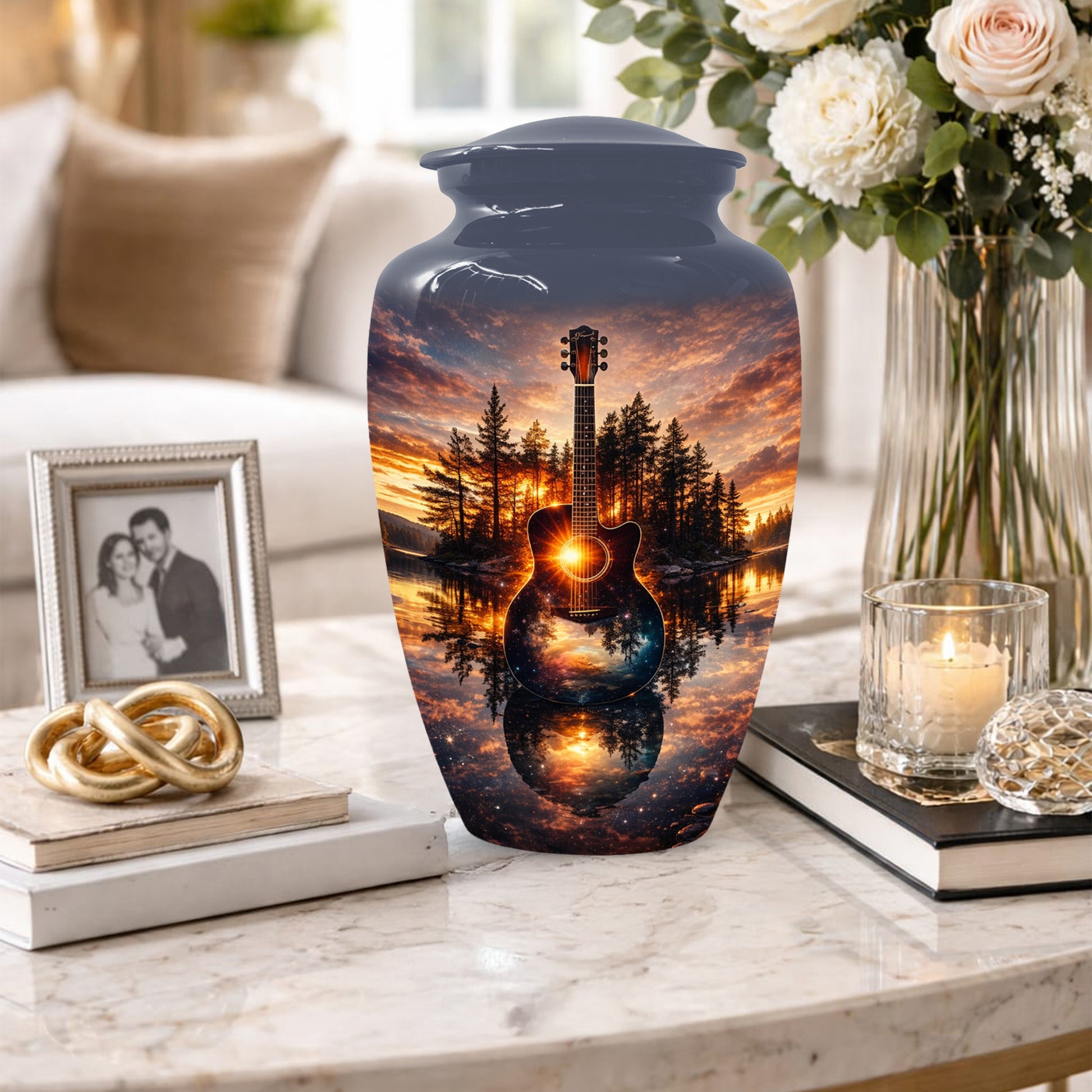 Guitar  Keepsake Urn for Dad -  Personalized Music Memorial Cremation Urns for Men