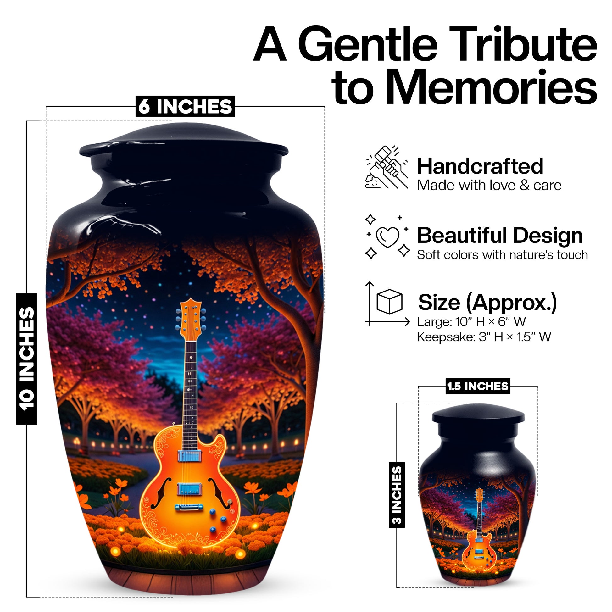 Guitar Cremation Urn for Ashes - Personalized Music Memorial for Mother