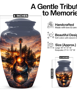 Guitar  Keepsake Urn for Dad -  Personalized Music Memorial Cremation Urns for Men