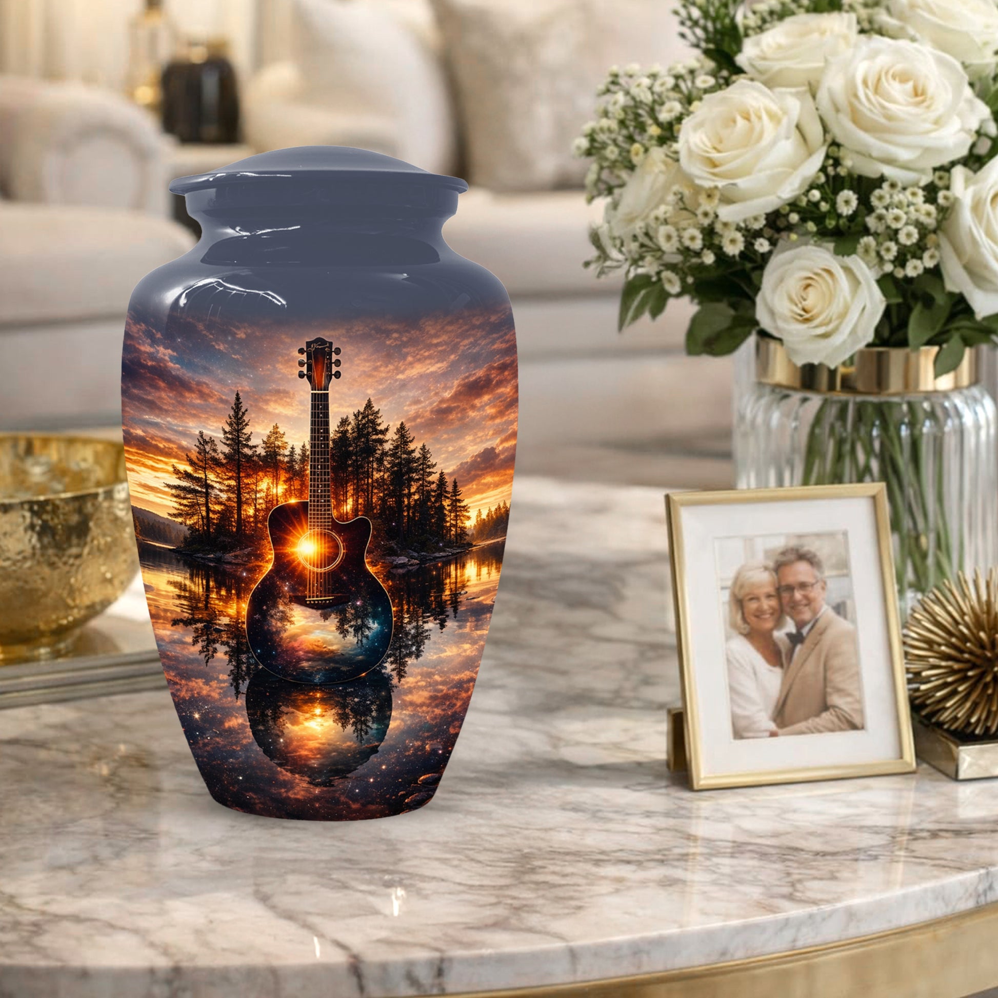 Guitar  Keepsake Urn for Dad -  Personalized Music Memorial Cremation Urns for Men