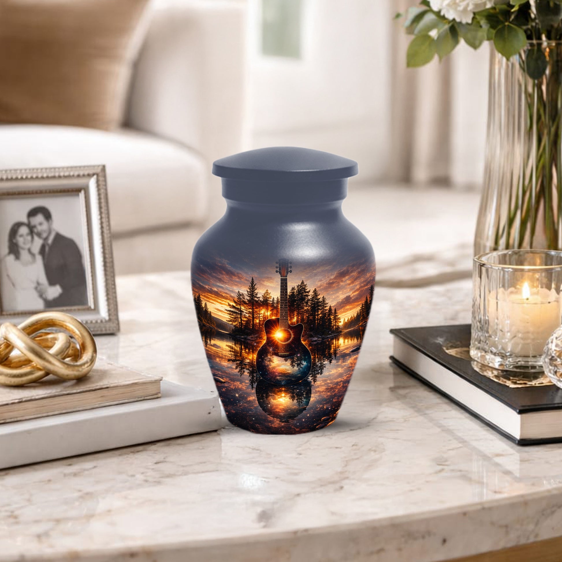 Guitar  Keepsake Urn for Dad -  Personalized Music Memorial Cremation Urns for Men
