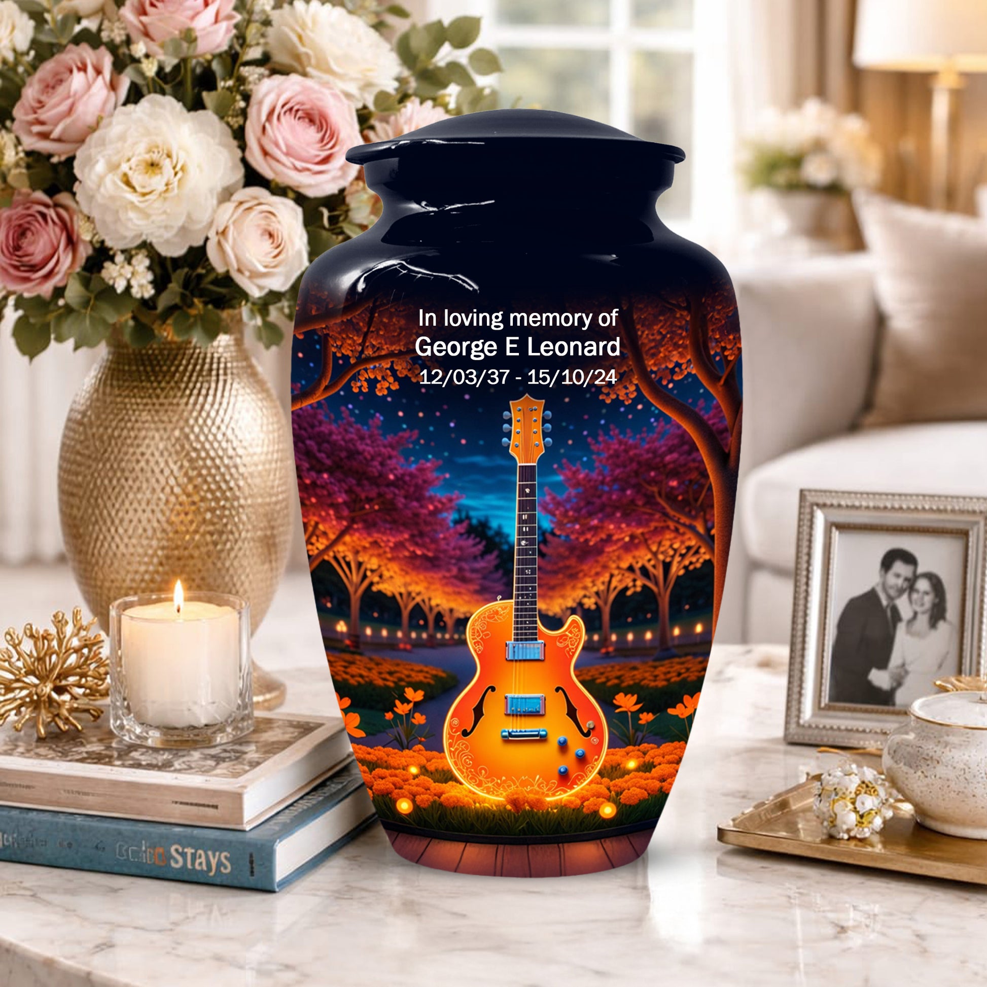 Guitar Cremation Urn for Ashes - Personalized Music Memorial for Mother