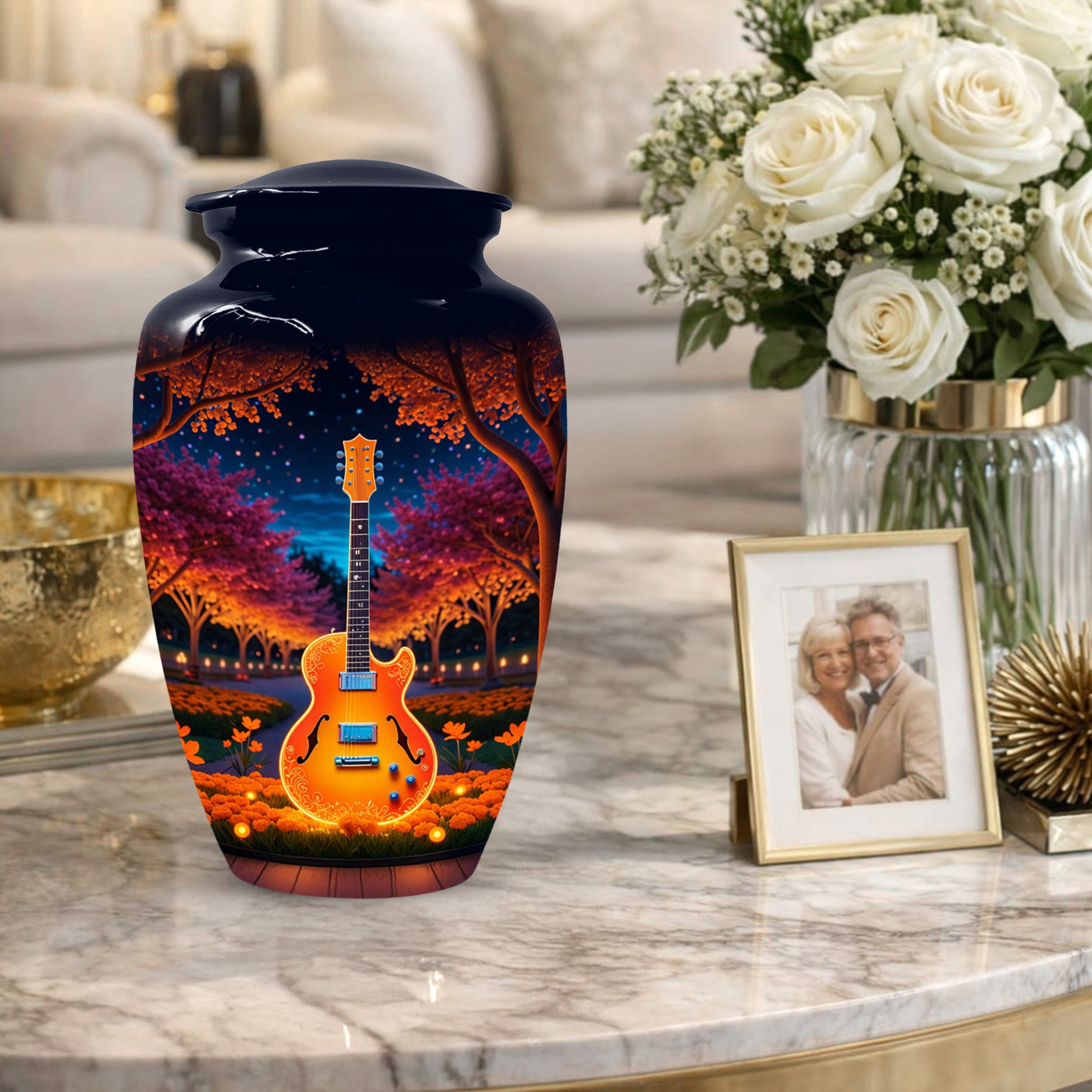 Guitar Cremation Urn for Ashes - Personalized Music Memorial for Mother