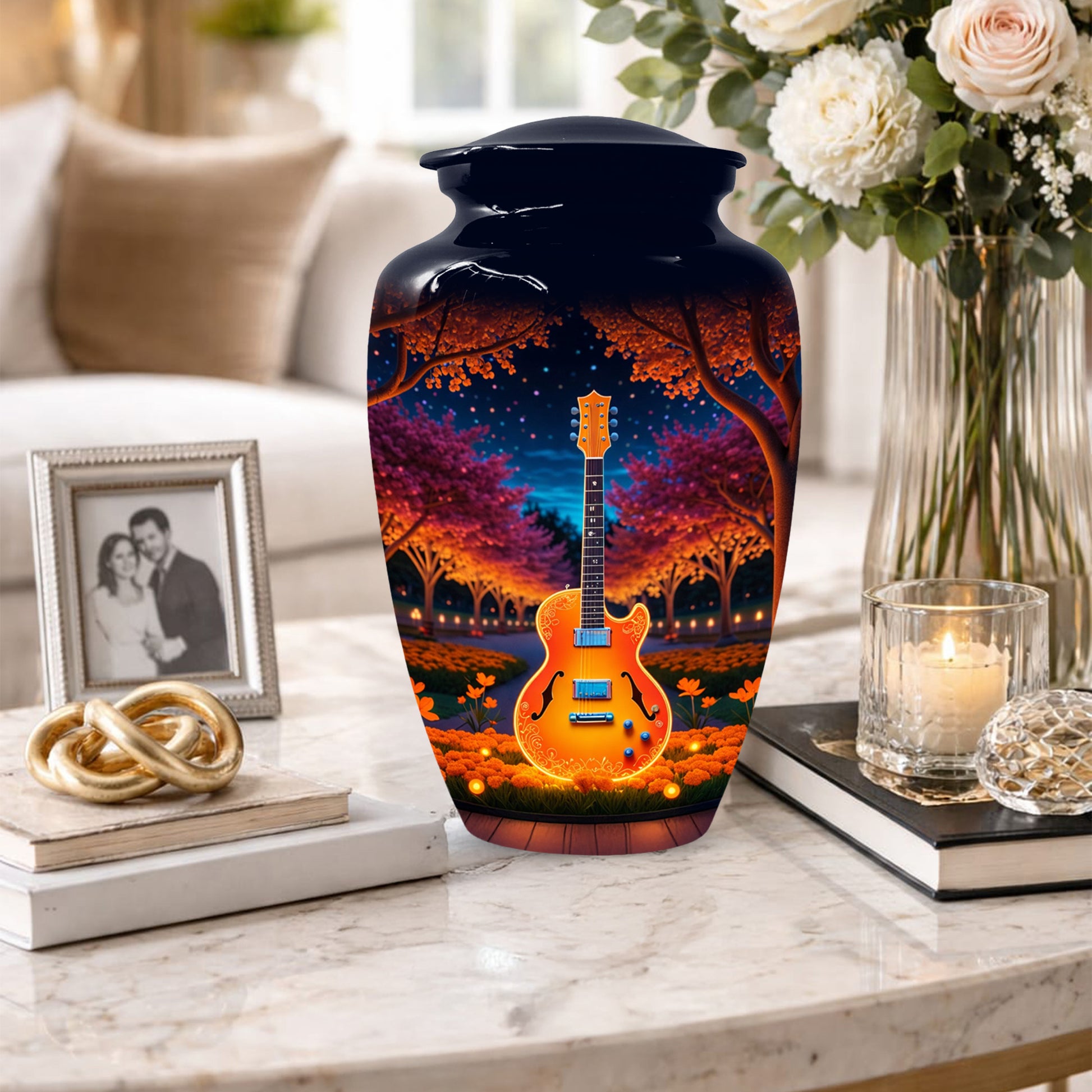 Guitar Cremation Urn for Ashes - Personalized Music Memorial for Mother