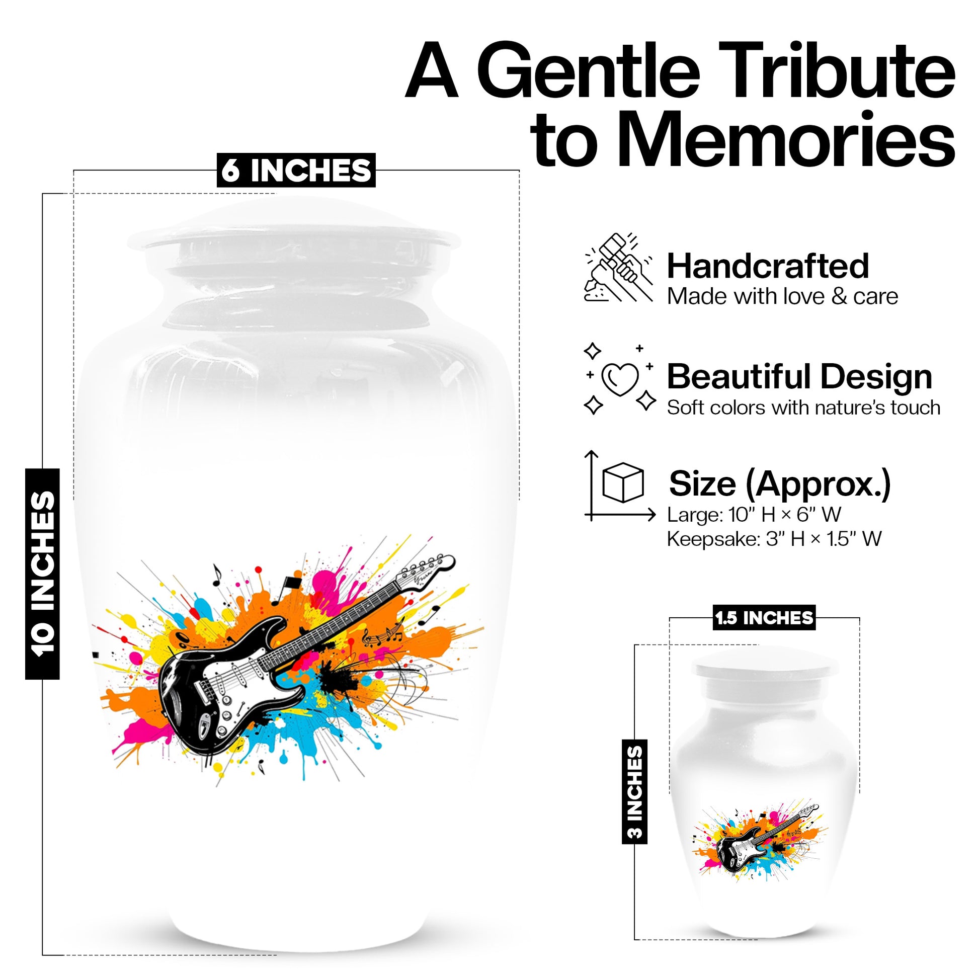 Guitar Cremation Urn for Dad – Custom Music Memorial Keepsake Urns  for Ashes