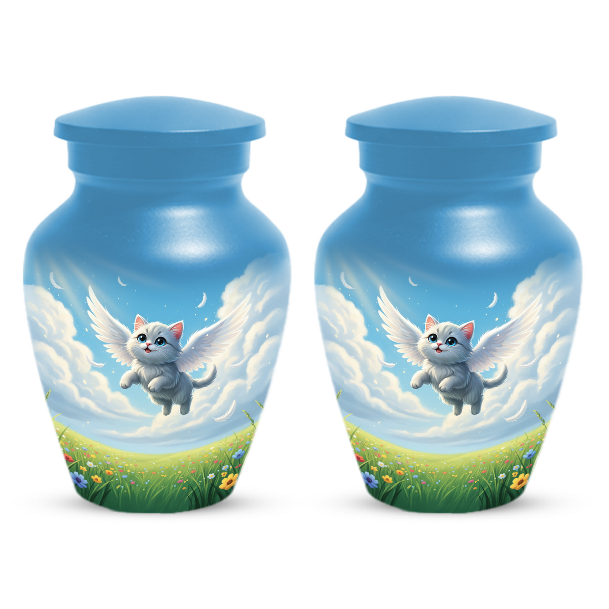 Personalized Angel Cat Urn for Ashes –  Metal Pet Memorial Urns for Cat Ash |  Rainbow Bridge Cat Loss Gift