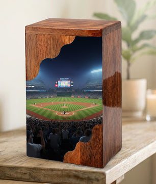 Baseball Cremation Urn for Dad – Custom Wooden Memorial Urn Box for Ashes