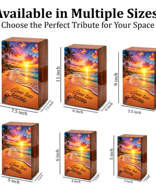 Sunset Beach Cremation Urn For Ashes - Gone Too Soon Keepsake Box For Cremains
