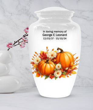 Pumpkin Floral Urn for Mom – Personalized Autumn Cremation Urns for Ashes