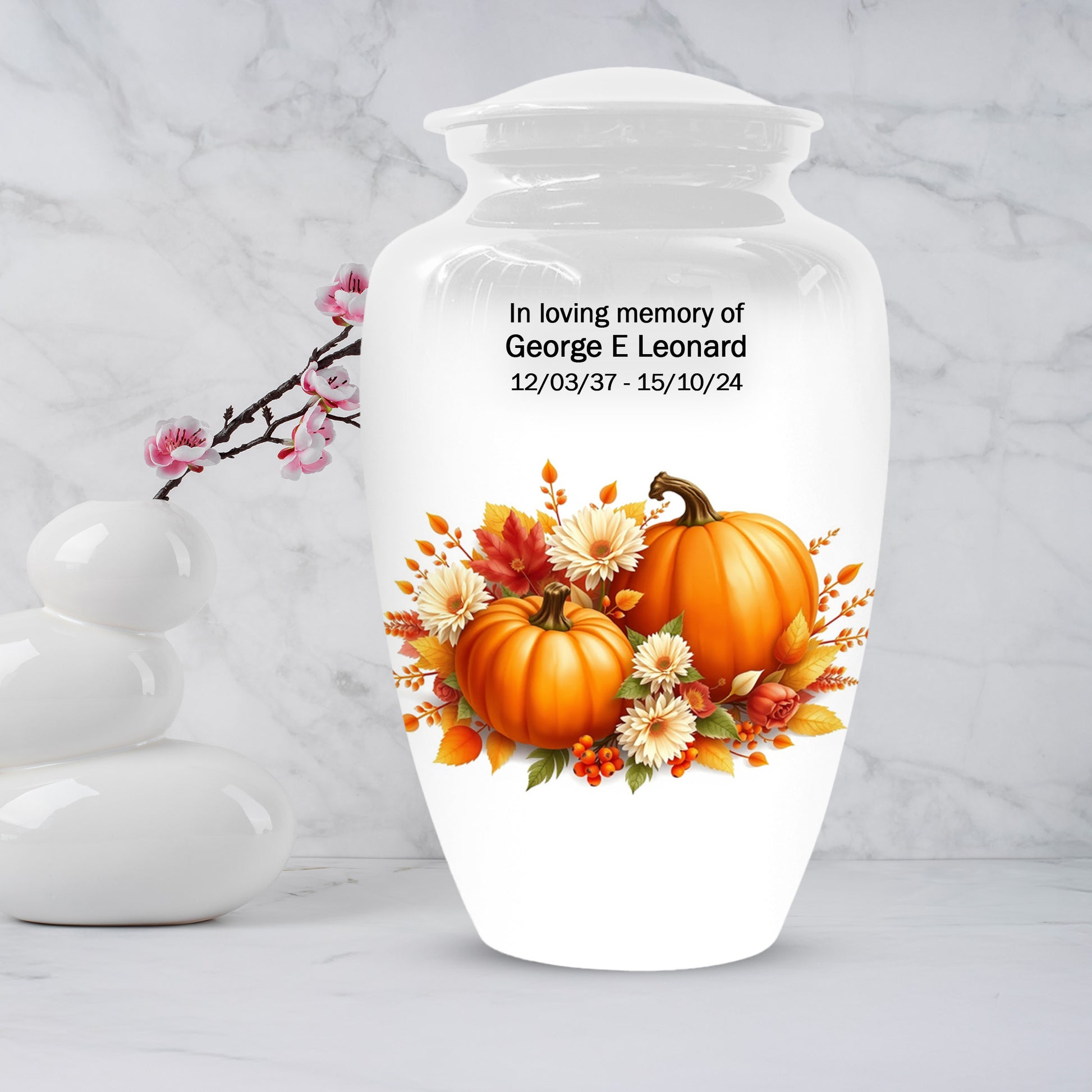 Pumpkin Floral Urn for Mom – Personalized Autumn Cremation Urns for Ashes