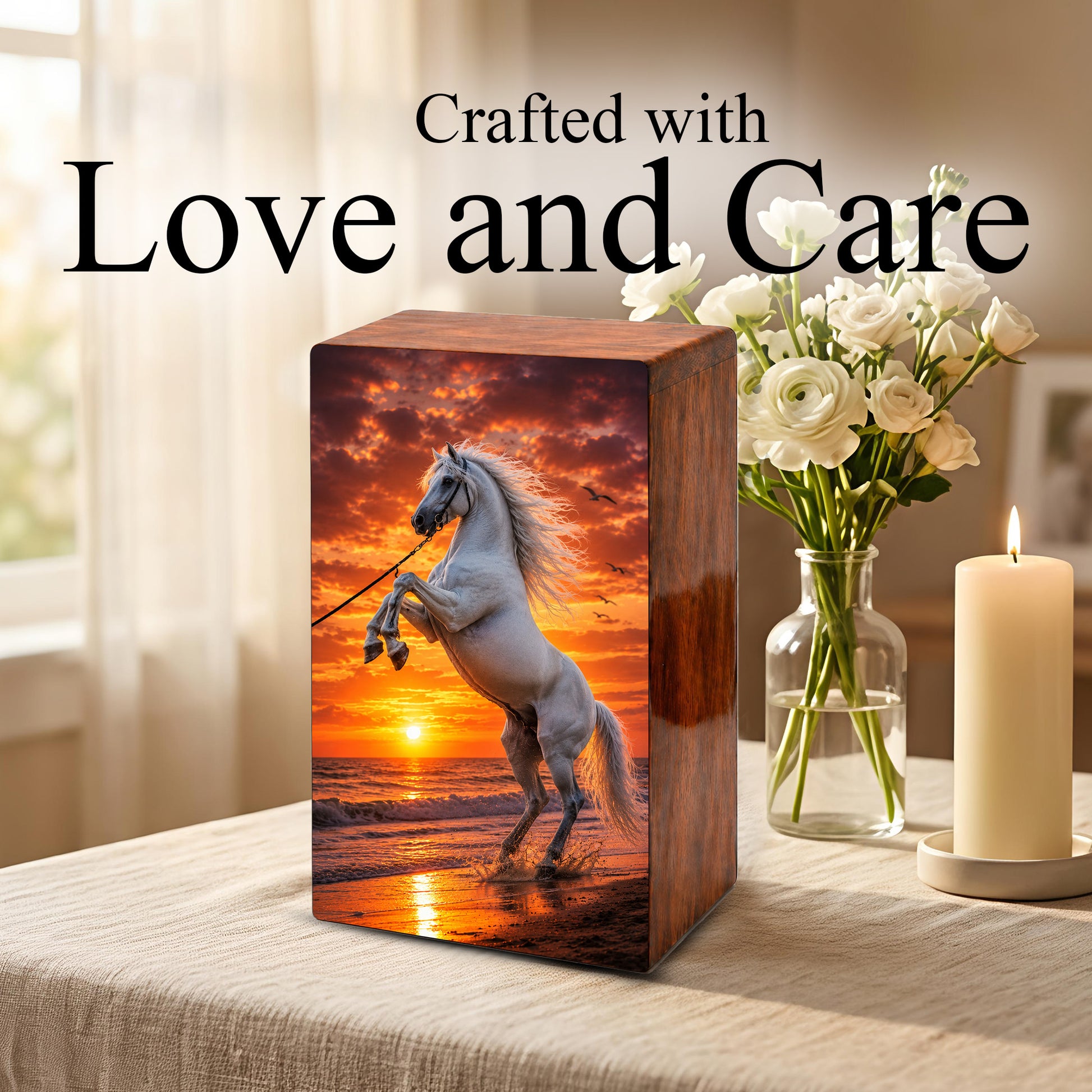Horse Urn For Human Ashes - Sunset Beach Western Keepsake Urns For Adults