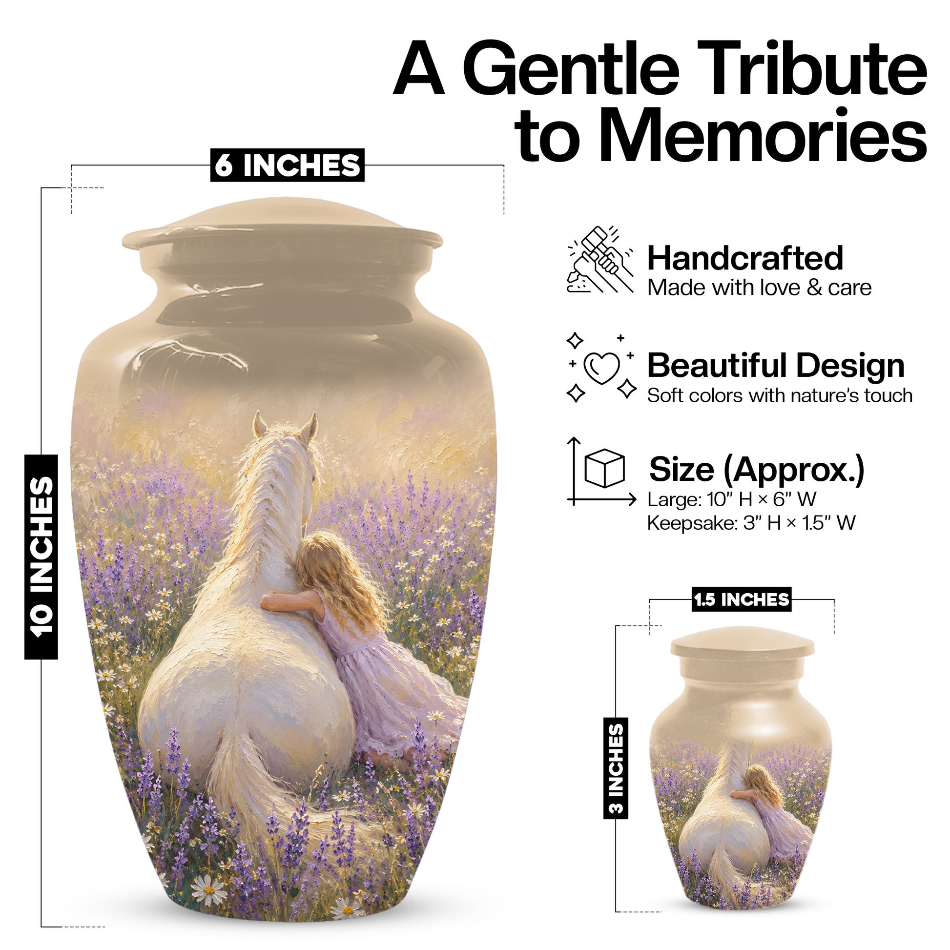 Horse Cremation Urn for Ashes - Personalized Equestrian Memorial for Mom