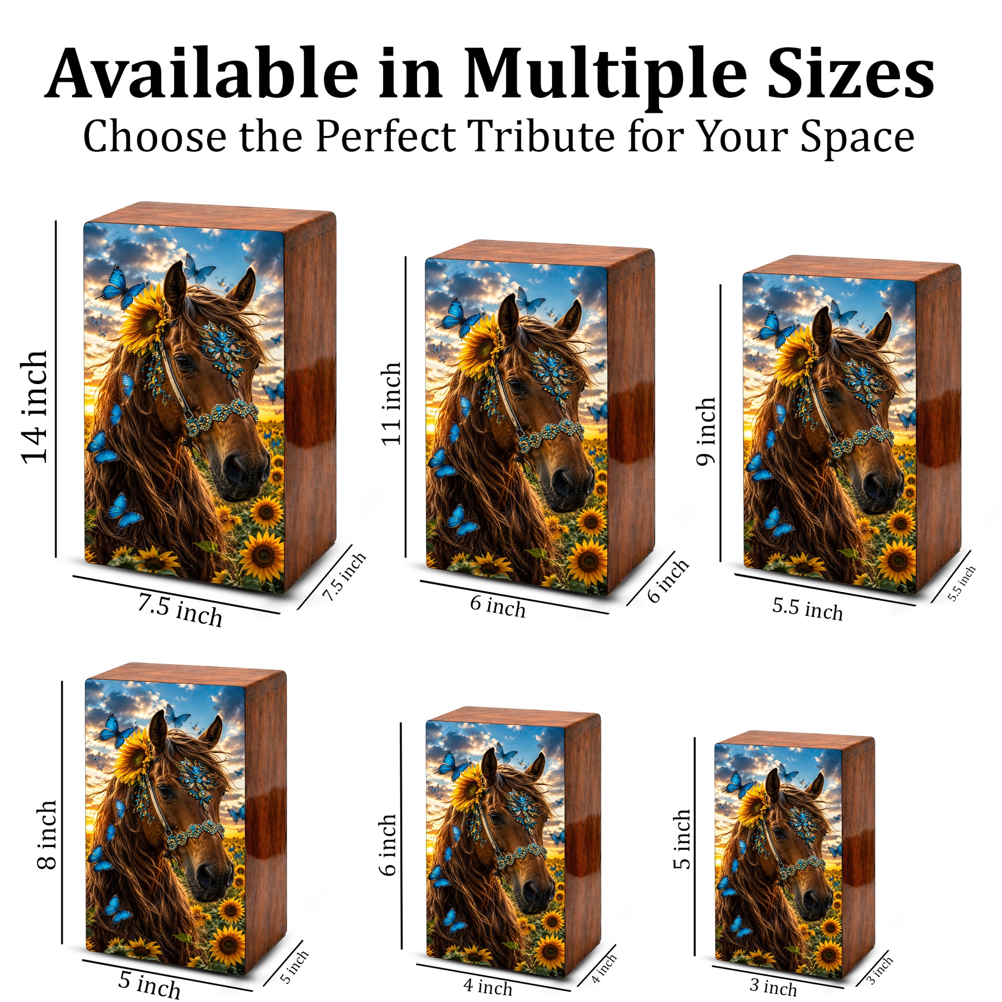 Horse Urn For Ashes Female - Sunflower Cremation Urns For Adult Women