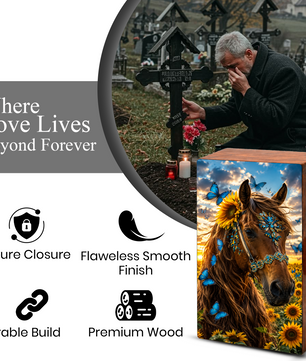 Horse Urn For Ashes Female - Sunflower Cremation Urns For Adult Women