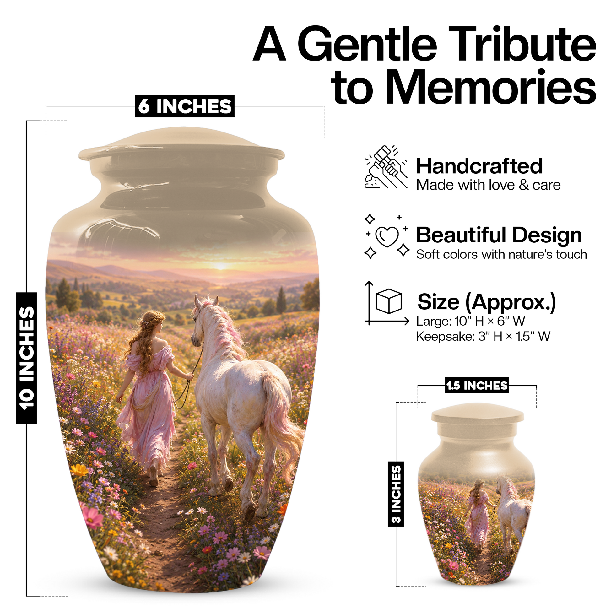 Horse Cremation Urn for Ashes -  Personalized Memorial Keepsake for Mom