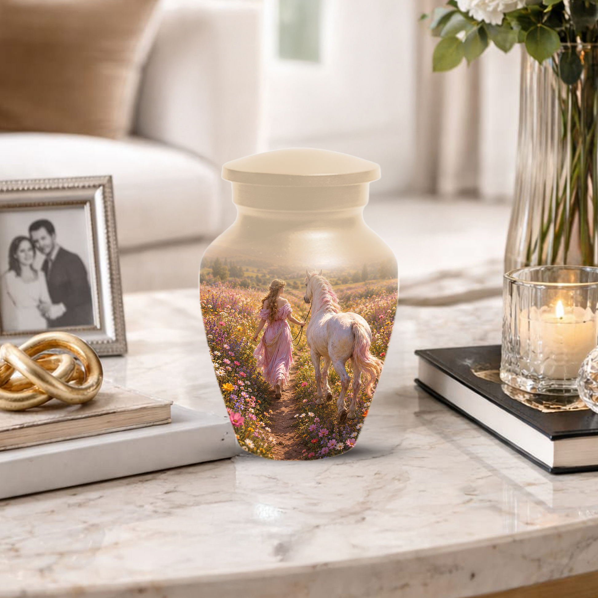 Horse Cremation Urn for Ashes -  Personalized Memorial Keepsake for Mom
