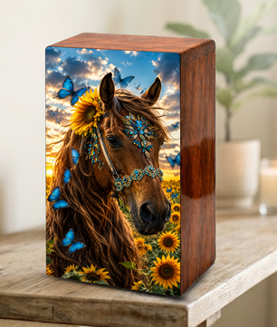 Horse Urn For Ashes Female - Sunflower Cremation Urns For Adult Women