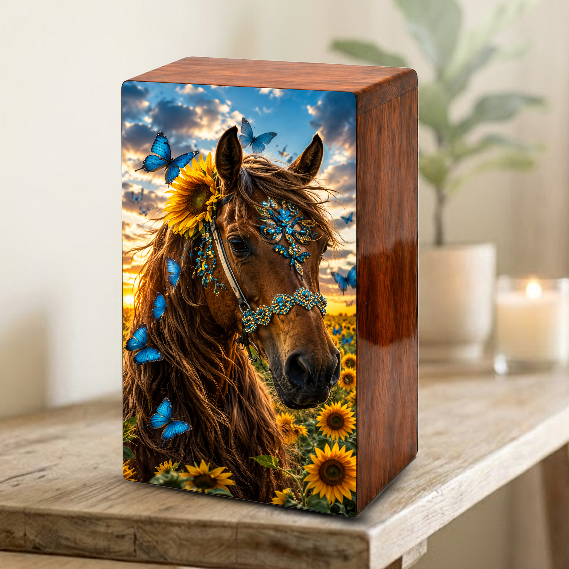 Horse Urn For Ashes Female - Sunflower Cremation Urns For Adult Women