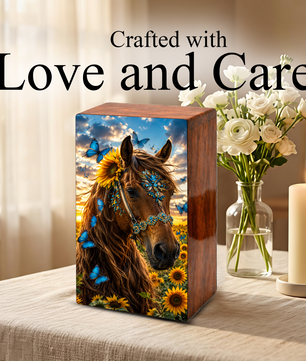 Horse Urn For Ashes Female - Sunflower Cremation Urns For Adult Women