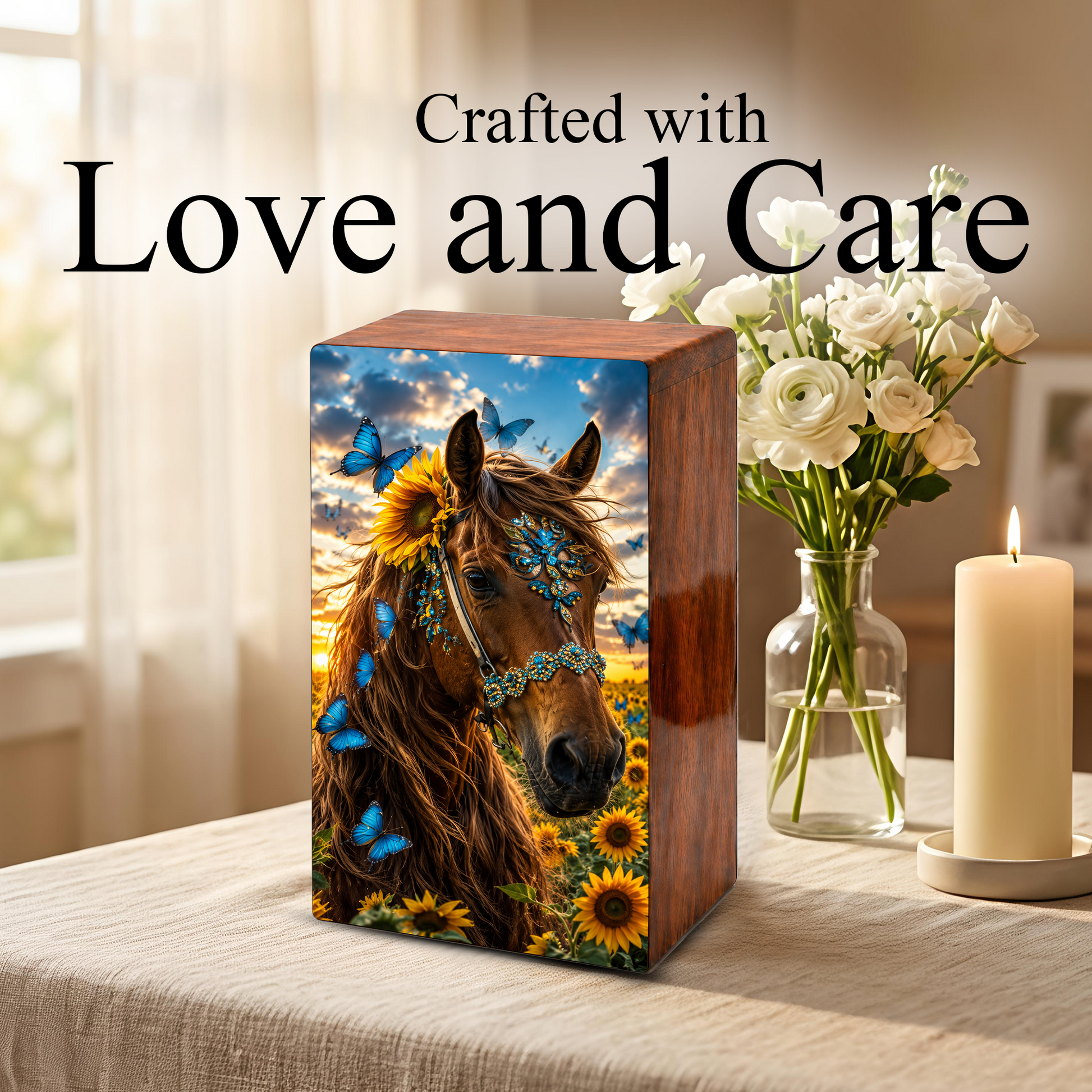 Horse Urn For Ashes Female - Sunflower Cremation Urns For Adult Women