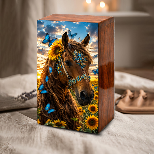 Horse Urn For Ashes Female - Sunflower Cremation Urns For Adult Women