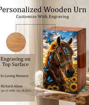 Horse Urn For Ashes Female - Sunflower Cremation Urns For Adult Women