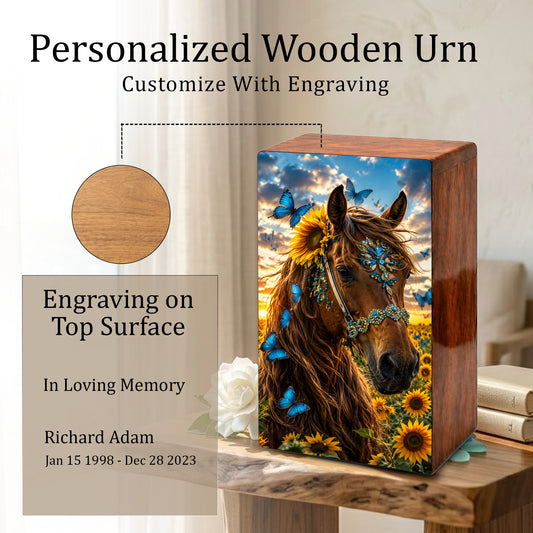 Horse Urn For Ashes Female - Sunflower Cremation Urns For Adult Women