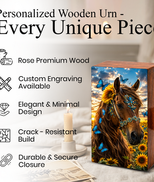 Horse Urn For Ashes Female - Sunflower Cremation Urns For Adult Women