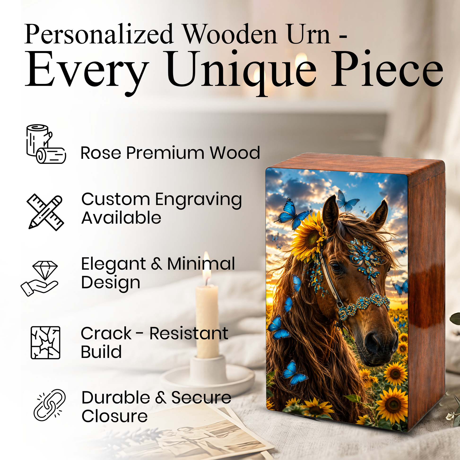 Horse Urn For Ashes Female - Sunflower Cremation Urns For Adult Women