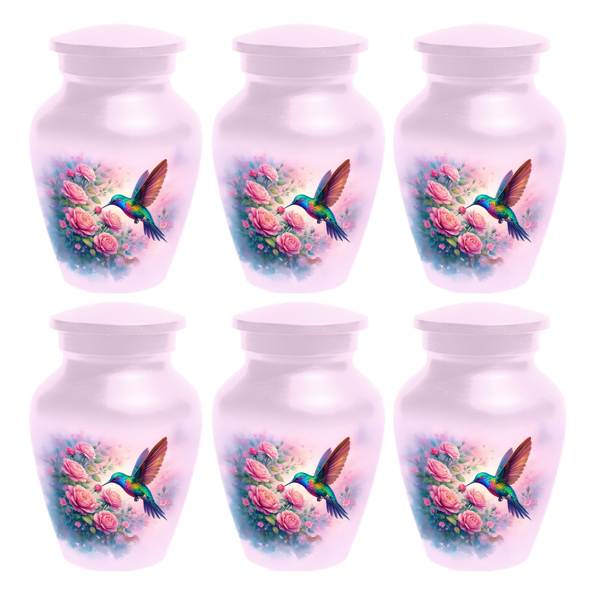 Hummingbird Cremation Urn for Ashes- Pink Rose Memorial for Mom | Personalized Floral Keepsake for Women