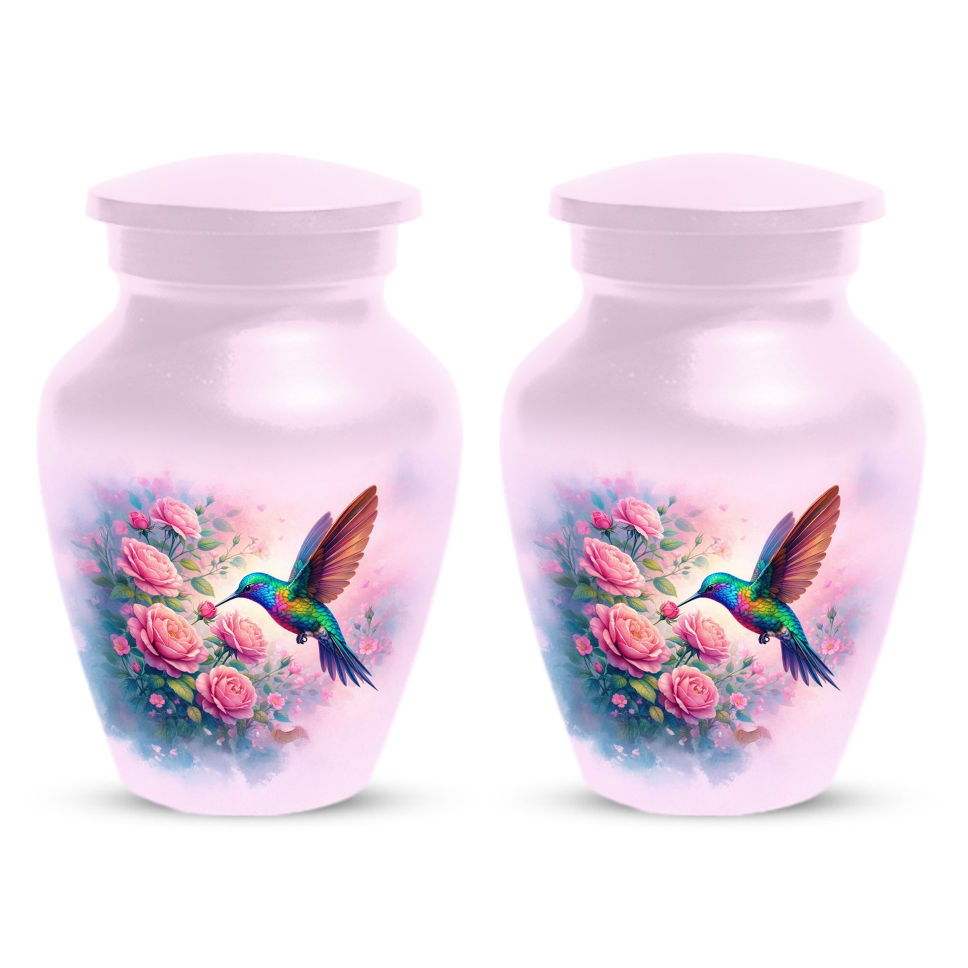 Hummingbird Cremation Urn for Ashes- Pink Rose Memorial for Mom | Personalized Floral Keepsake for Women